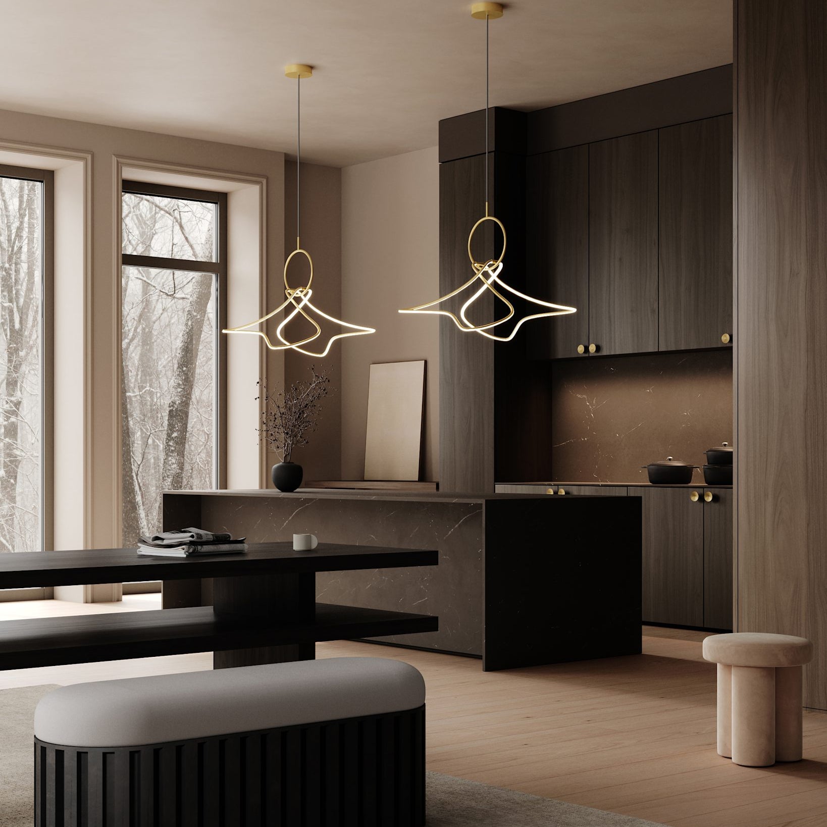 101 Copenhagen - Kumo Chandelier, Mini - Brass - Chandelier