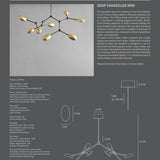 Drop Chandelier, Mini - Brass (5m)