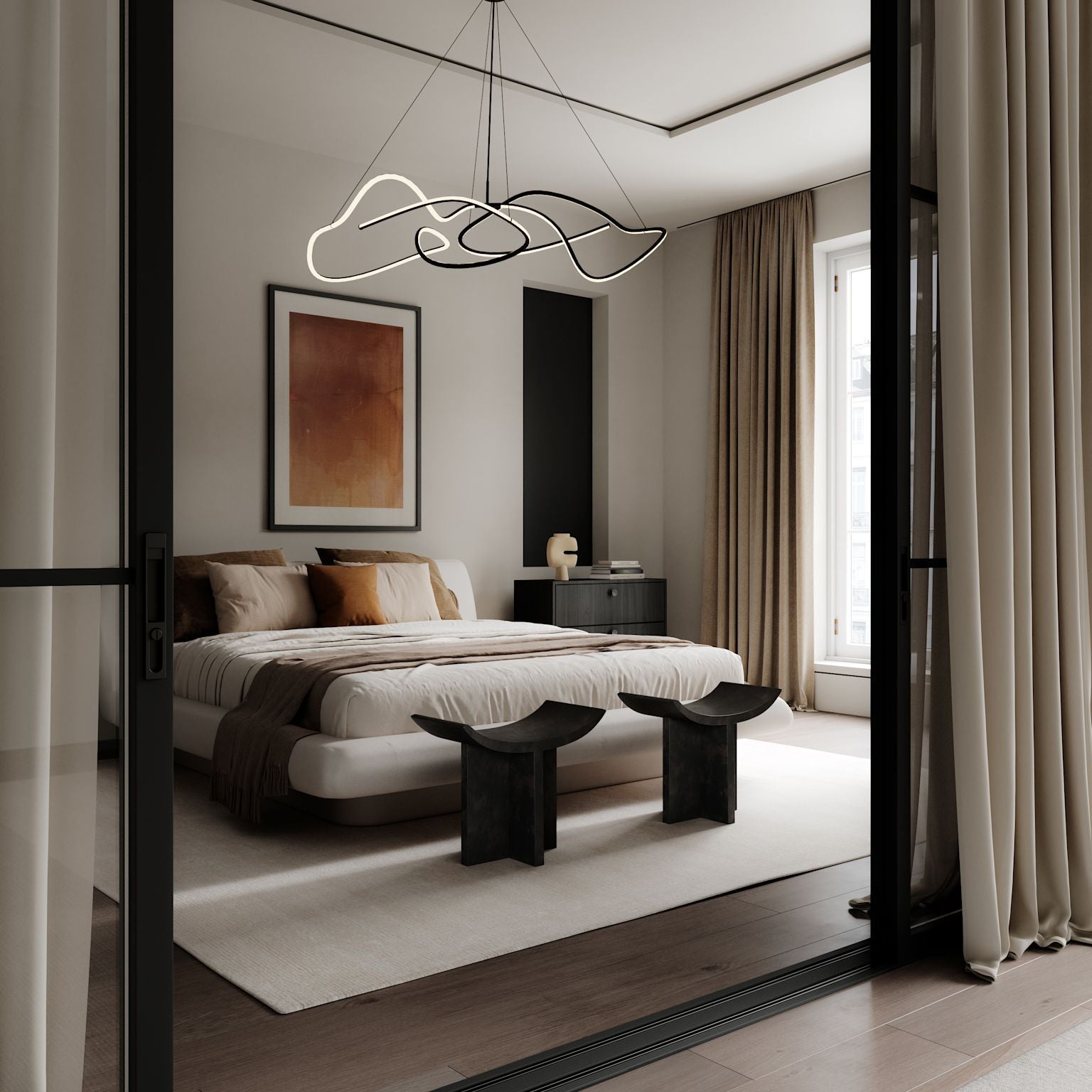 101 Copenhagen - Ghost Chandelier, Big - Burned Black (5m) - Chandelier