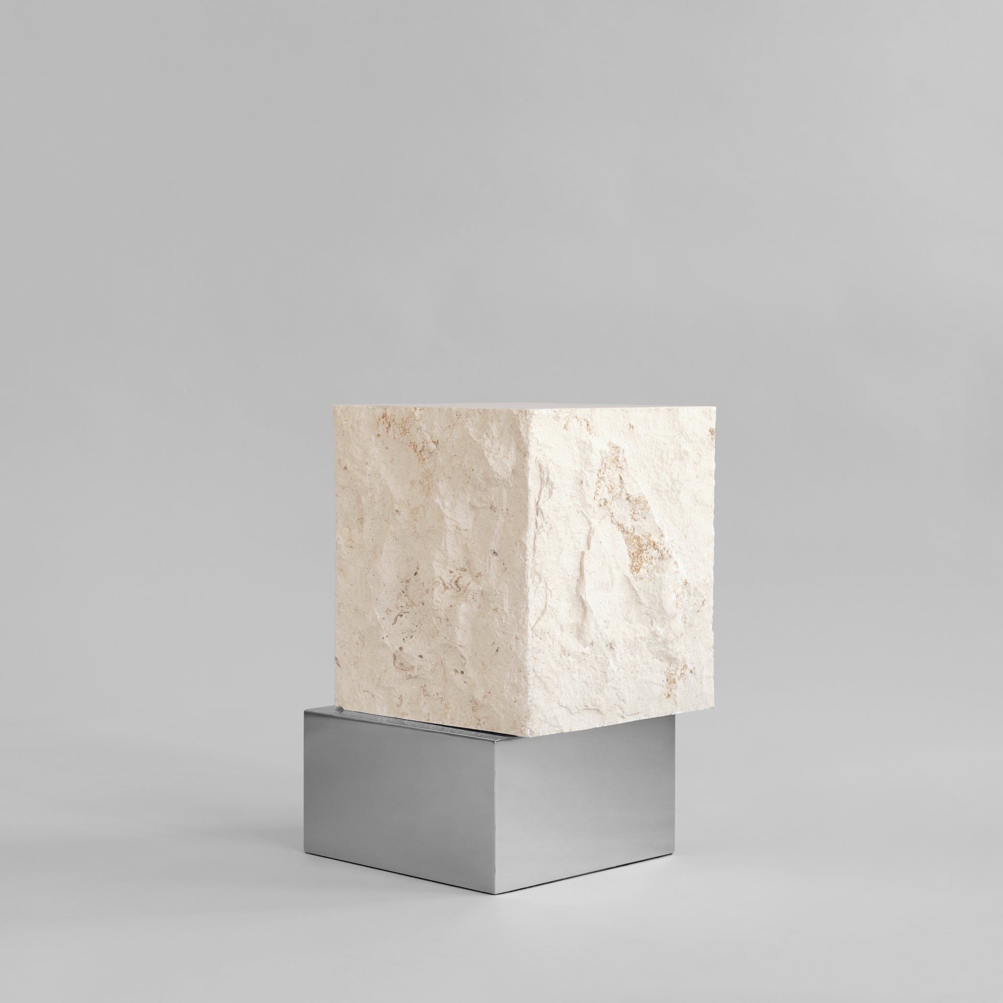 101 Copenhagen - Temple Coffee Table, Tall - Chrome / Limestone - Table