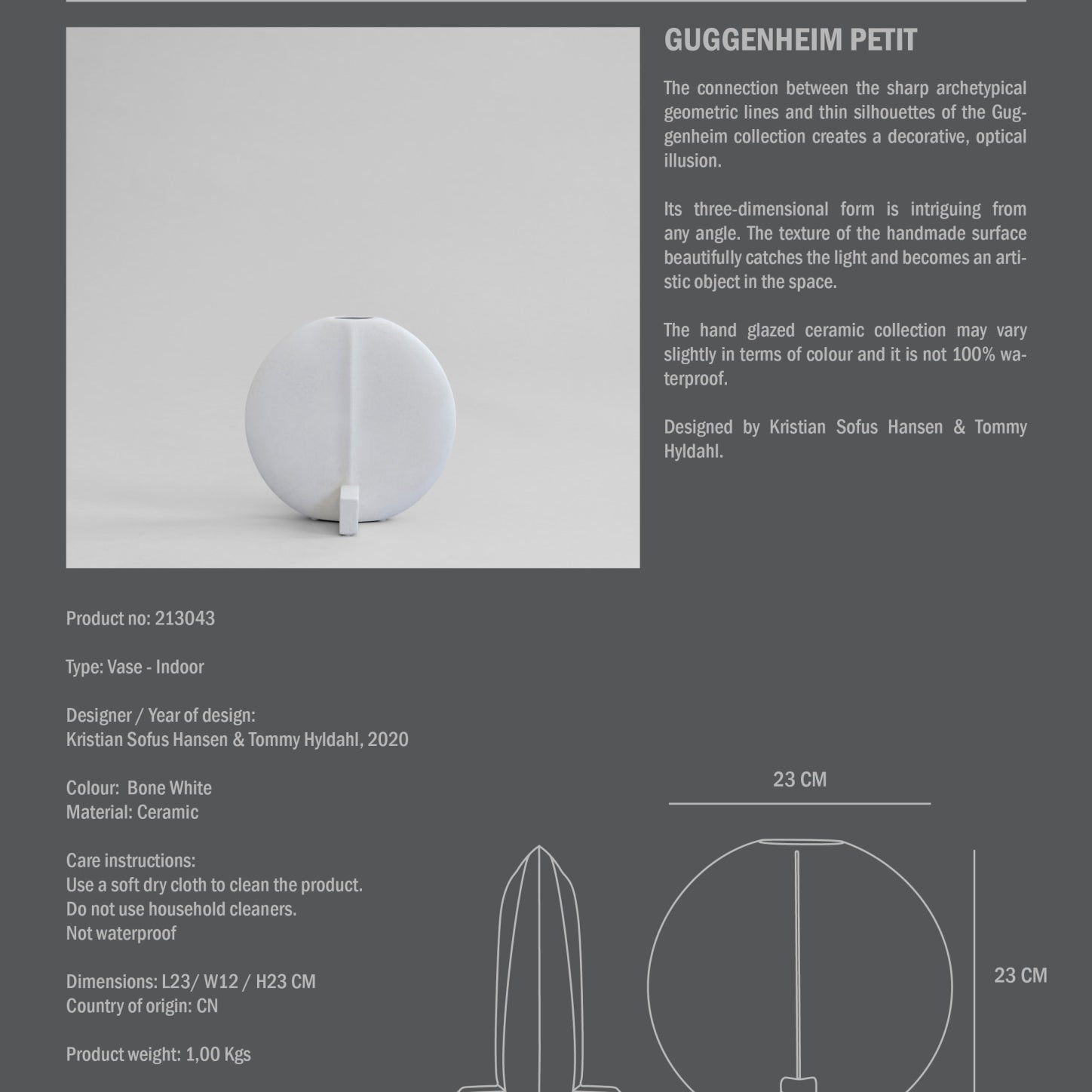 101 Copenhagen - Guggenheim Vase, Petit - Bone White - Vase