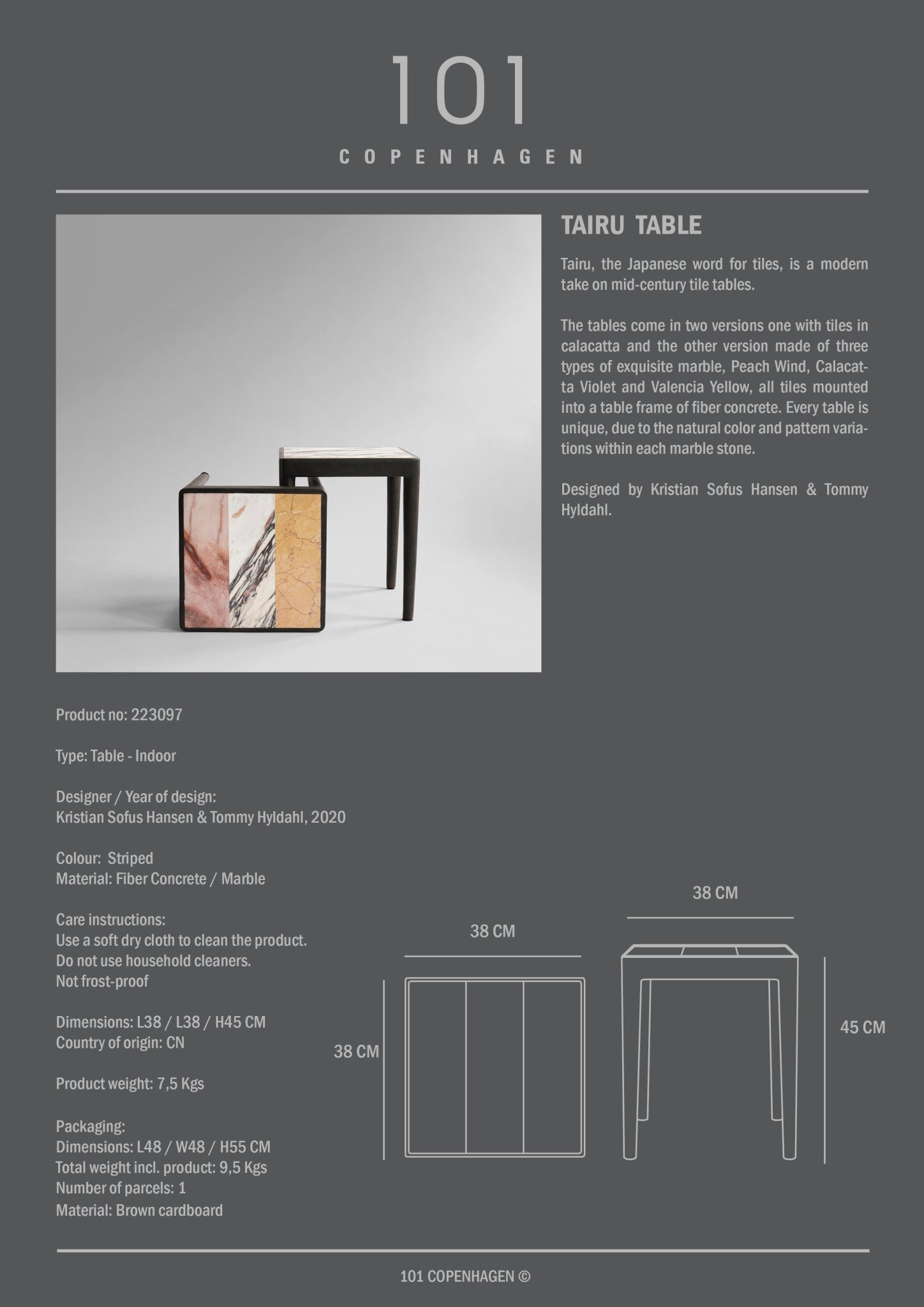 101 Copenhagen - Tairu Table - Striped - Coffee or Side Table