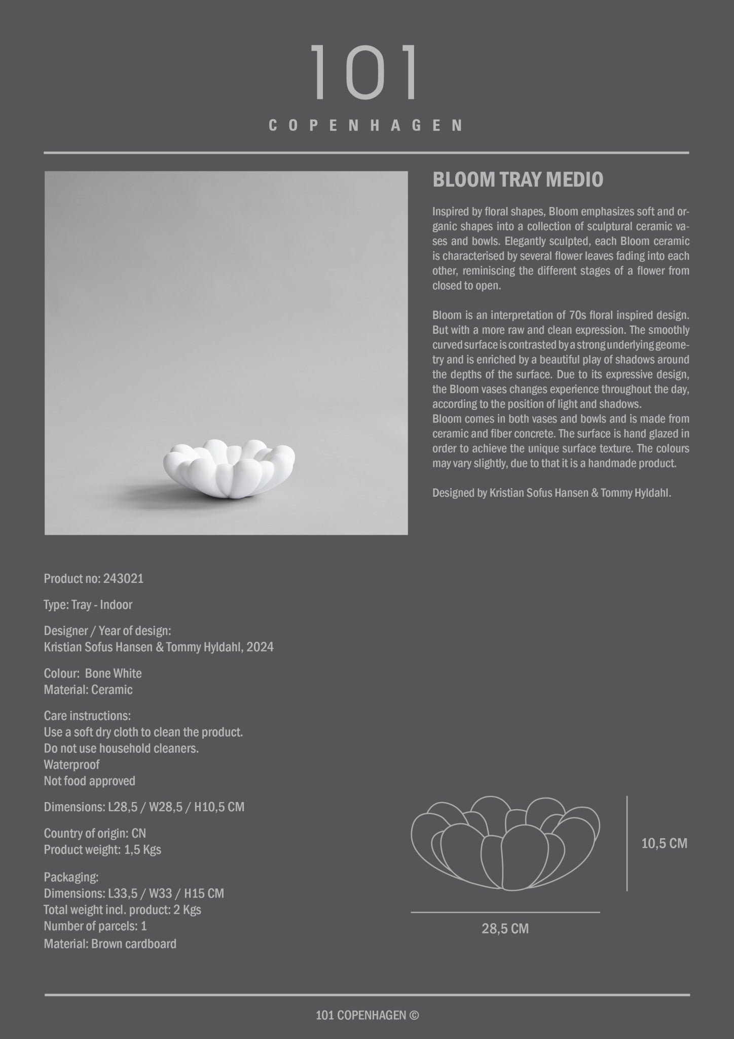 101 Copenhagen - Bloom Tray, Medio - Bone White - Tray