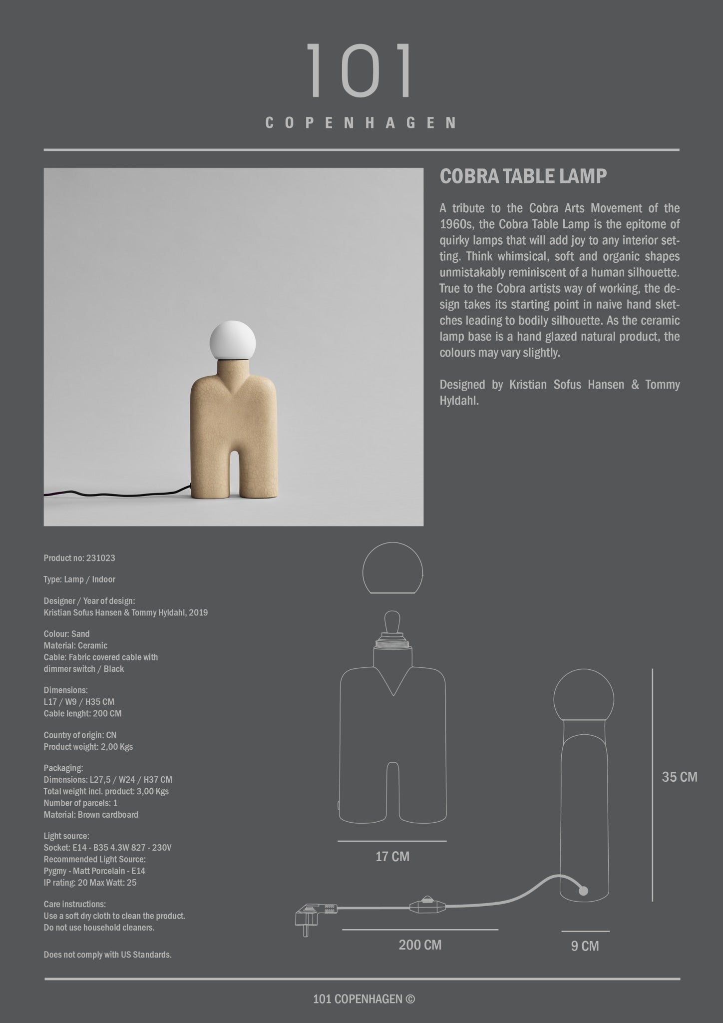 101 Copenhagen - Cobra Table Lamp - Sand - Table Lamp