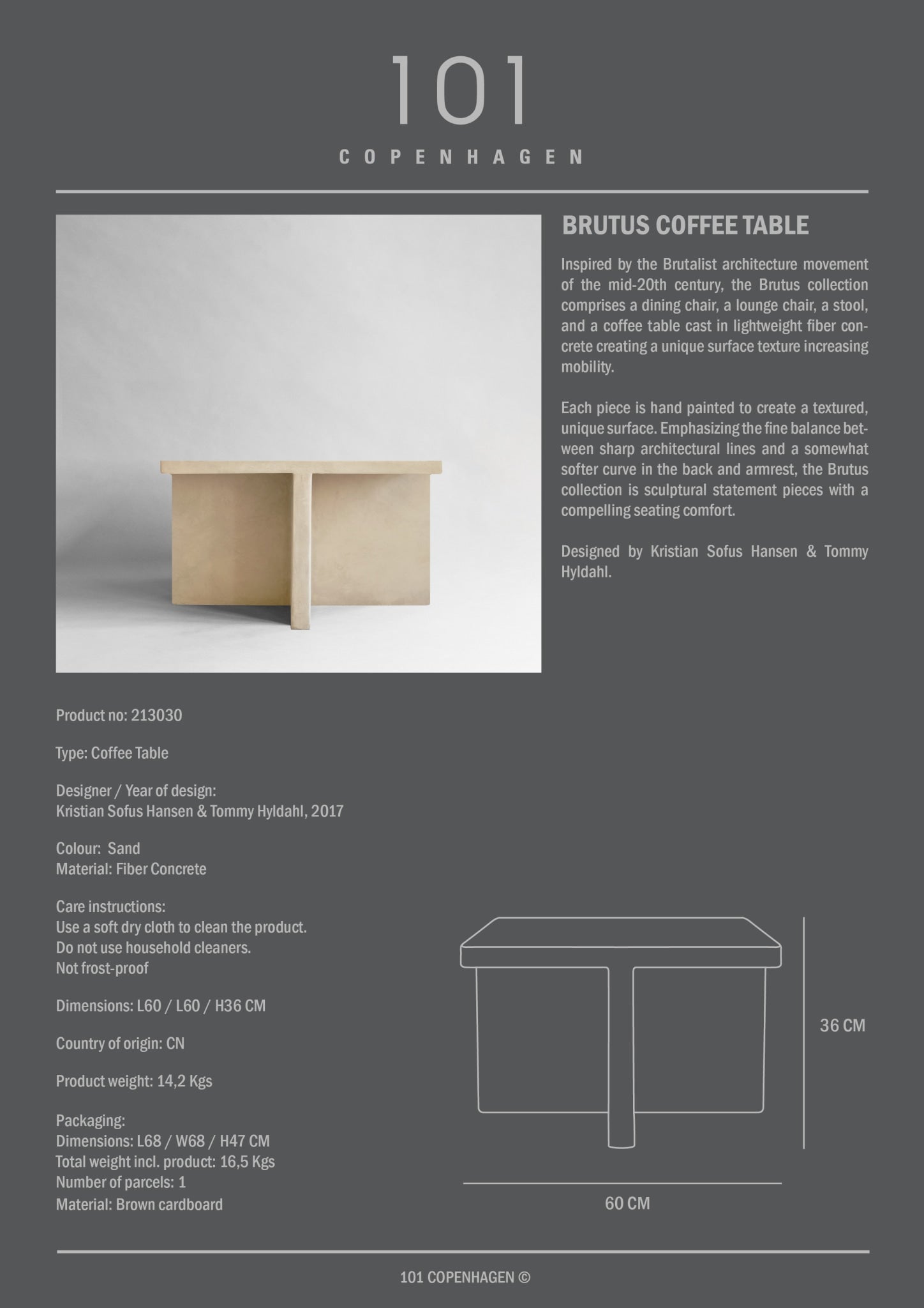 101 Copenhagen - Brutus Coffee Table - Sand - Coffee Table