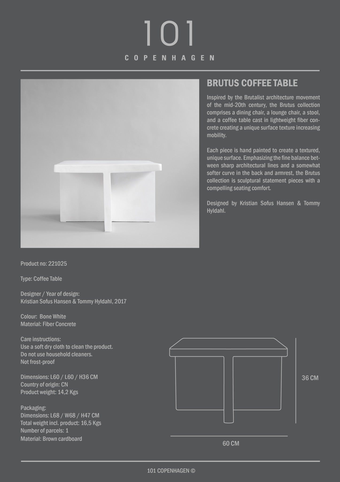 101 Copenhagen - Brutus Coffee Table - Bone White - Coffee Table