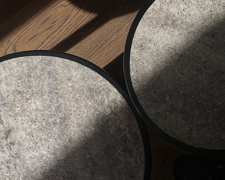 Silver Travertine Trumpet Table