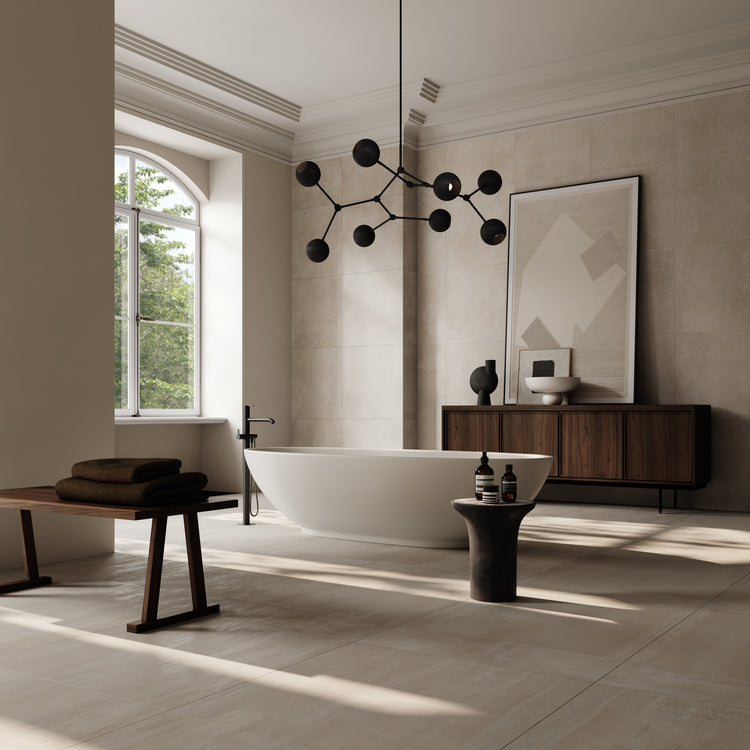 101 Copenhagen Drop Chandelier hanging over a bathtub