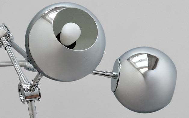 close up of Drop chandelier globe in Chrome 