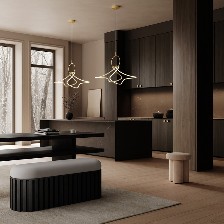 101 Copenhagen Kumo chandeliers in a kitchen