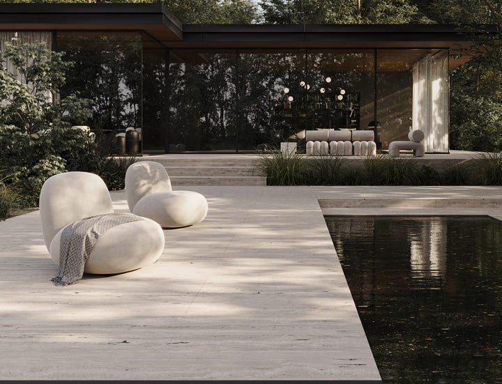 101 Copenhagen Toe and Foku outdoor chairs, Drop chandelier bulp