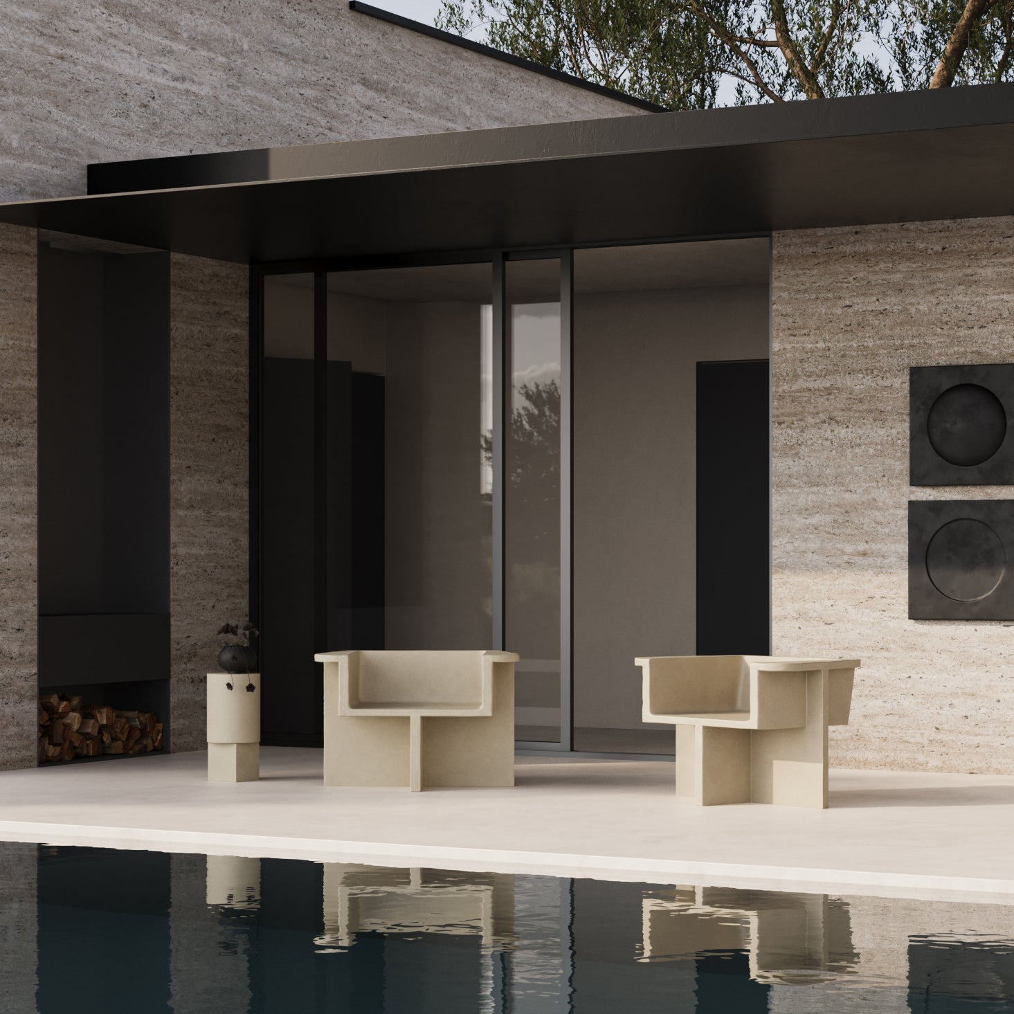 101 Copenhagen Brutus chairs outdoor by a pool