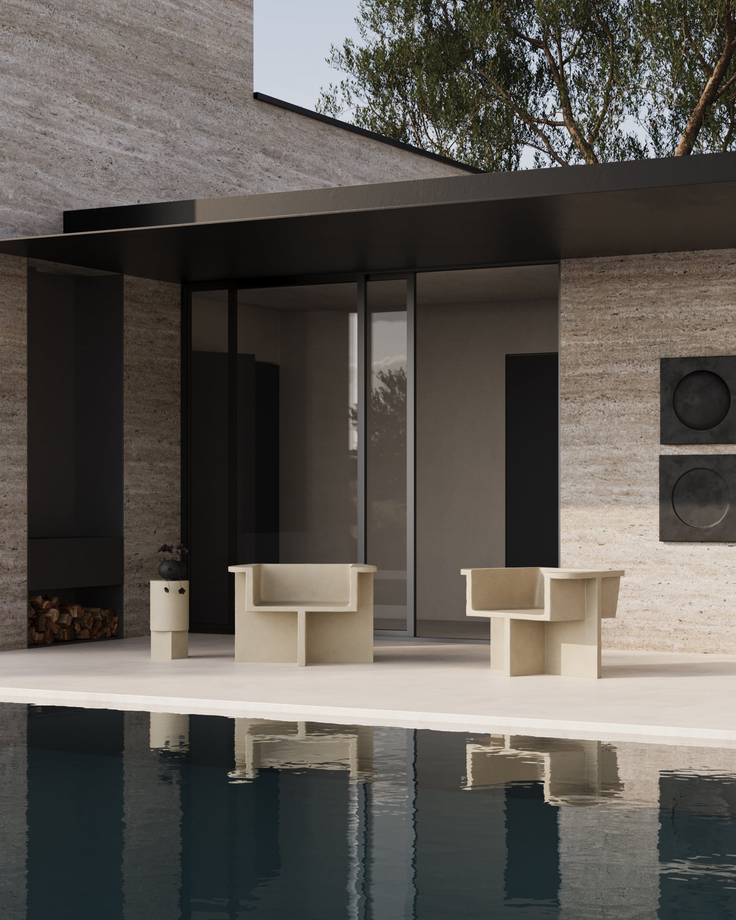 101 Copenhagen Brutus chairs outdoor by a pool