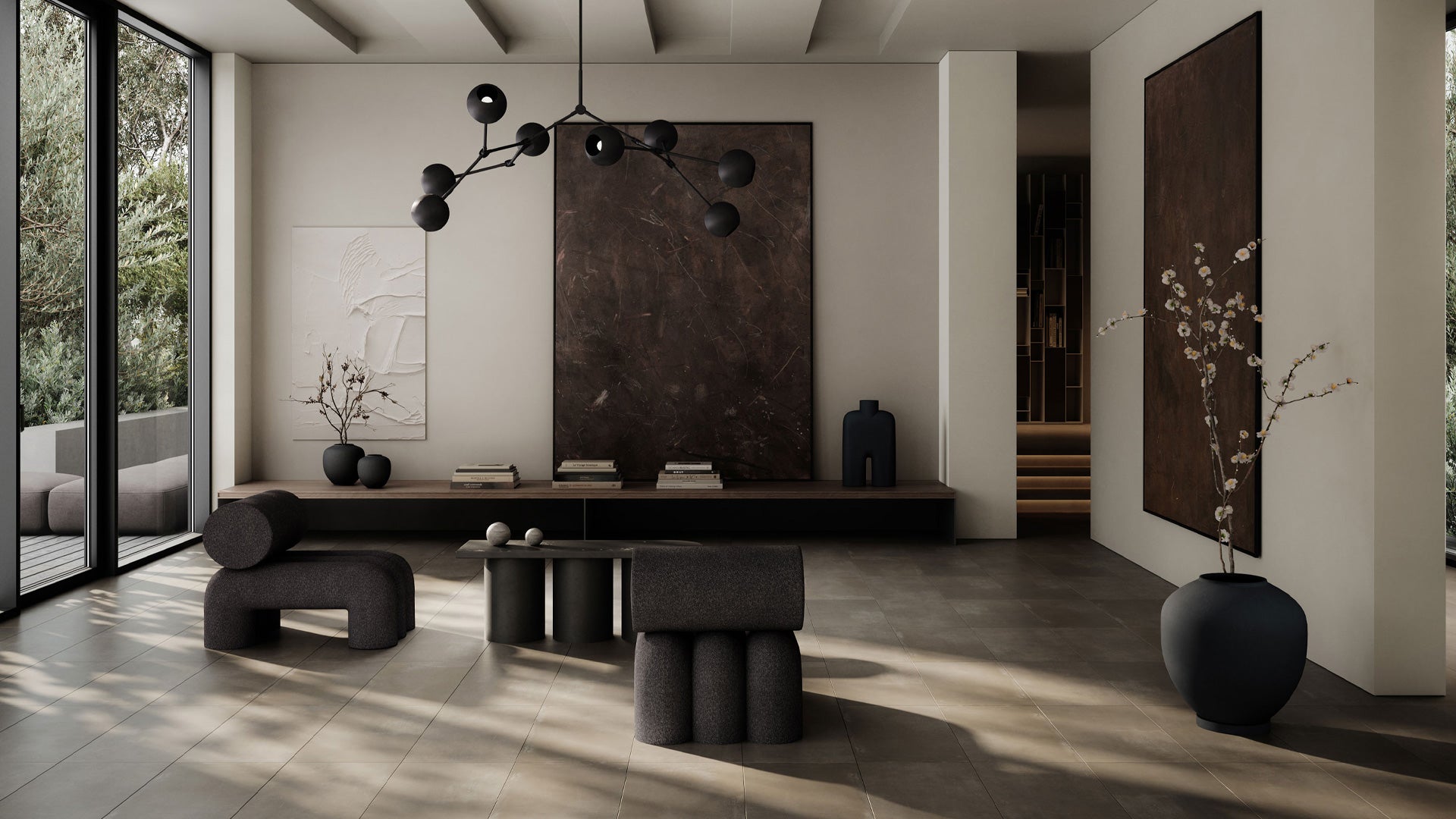 101 Copenhagen Foku Lounge chairs and Drop chandelier Globe
