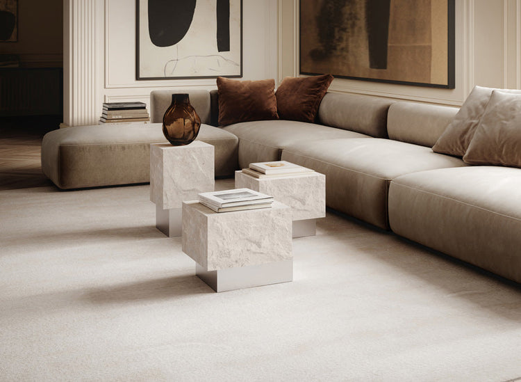 101 Copenhagen Temple tables in Limestone and Chrome