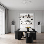 Dining room with Brutus Dining Chair - Coffee and Drop Chandelier