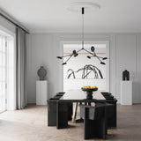 Dining room with Brutus Dining Chair - Coffee and Drop Chandelier