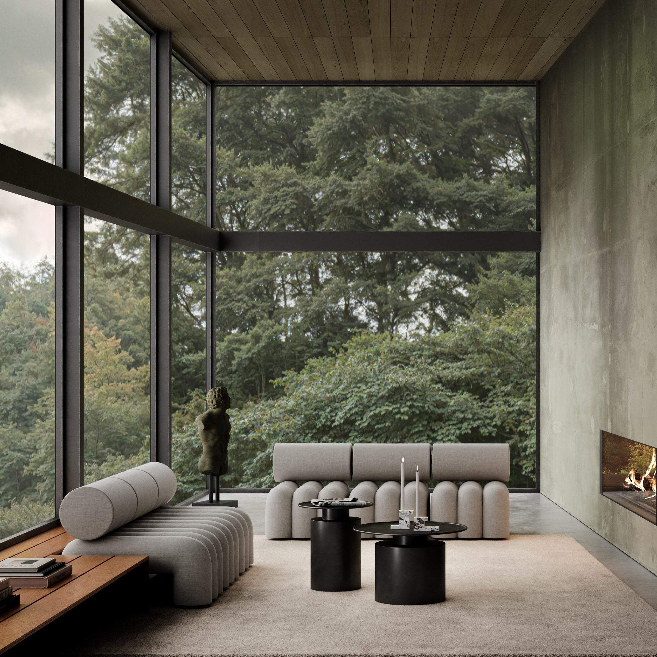 101 Copenhagen - Pillar Table, Low - Burned Black - Coffee Table