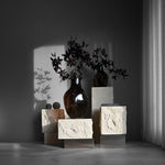 101 Copenhagen - Temple Coffee Table, Tall - Chrome / Limestone - Coffee Table