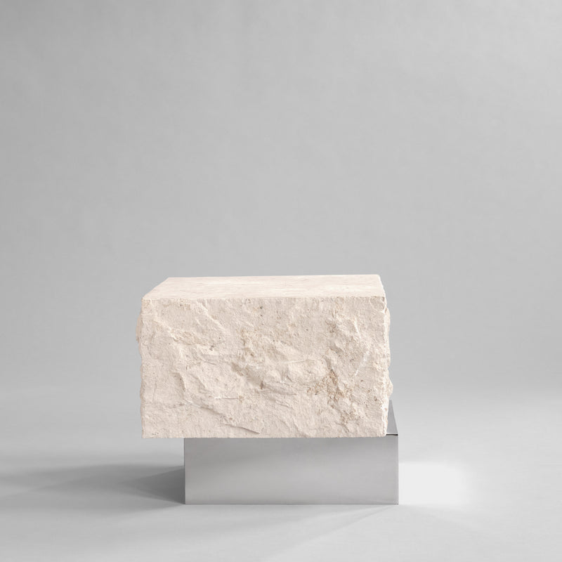 101 Copenhagen - Temple Coffee Table, Low - Chrome / Limestone - Coffee Table