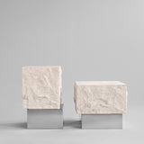 101 Copenhagen - Temple Coffee Table, Tall - Chrome / Limestone - Coffee Table