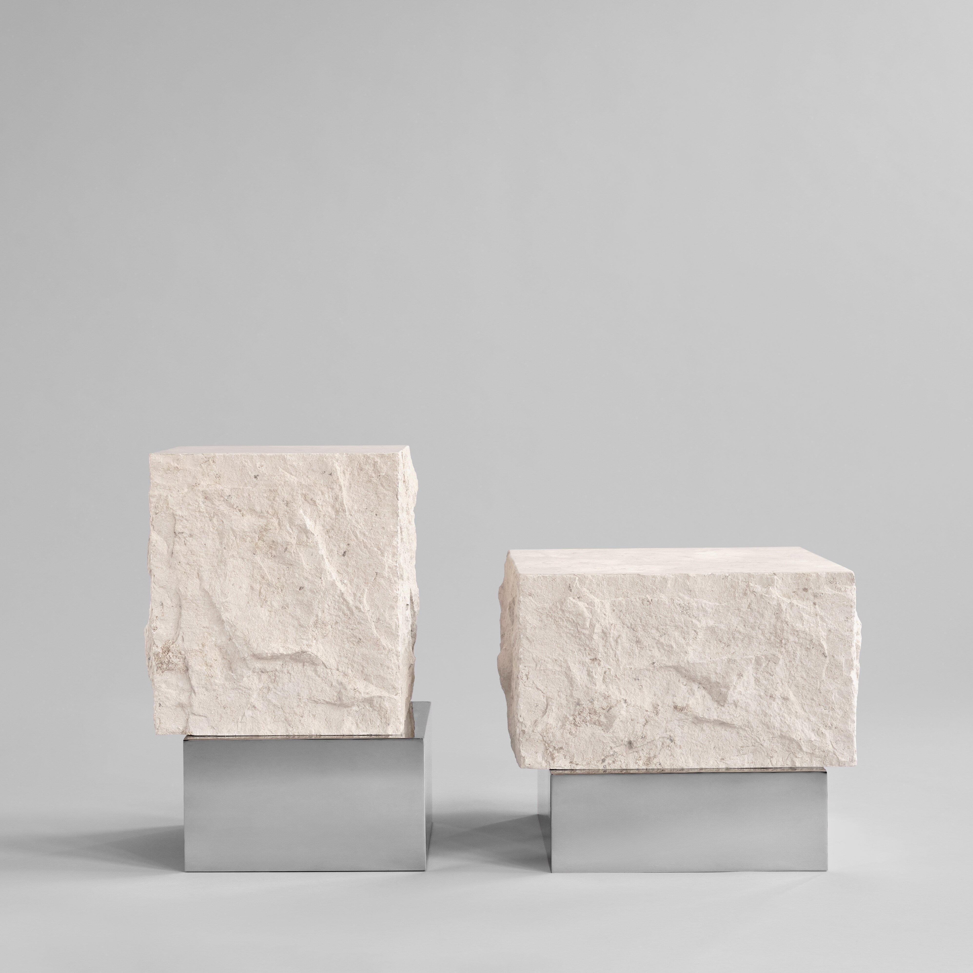 101 Copenhagen - Temple Coffee Table, Low - Chrome / Limestone - Coffee Table