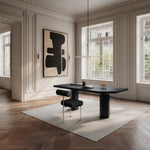 101 Copenhagen - Hiro Dining Chair, Stainless Steel - Aniline Leather Black - Dining Chair