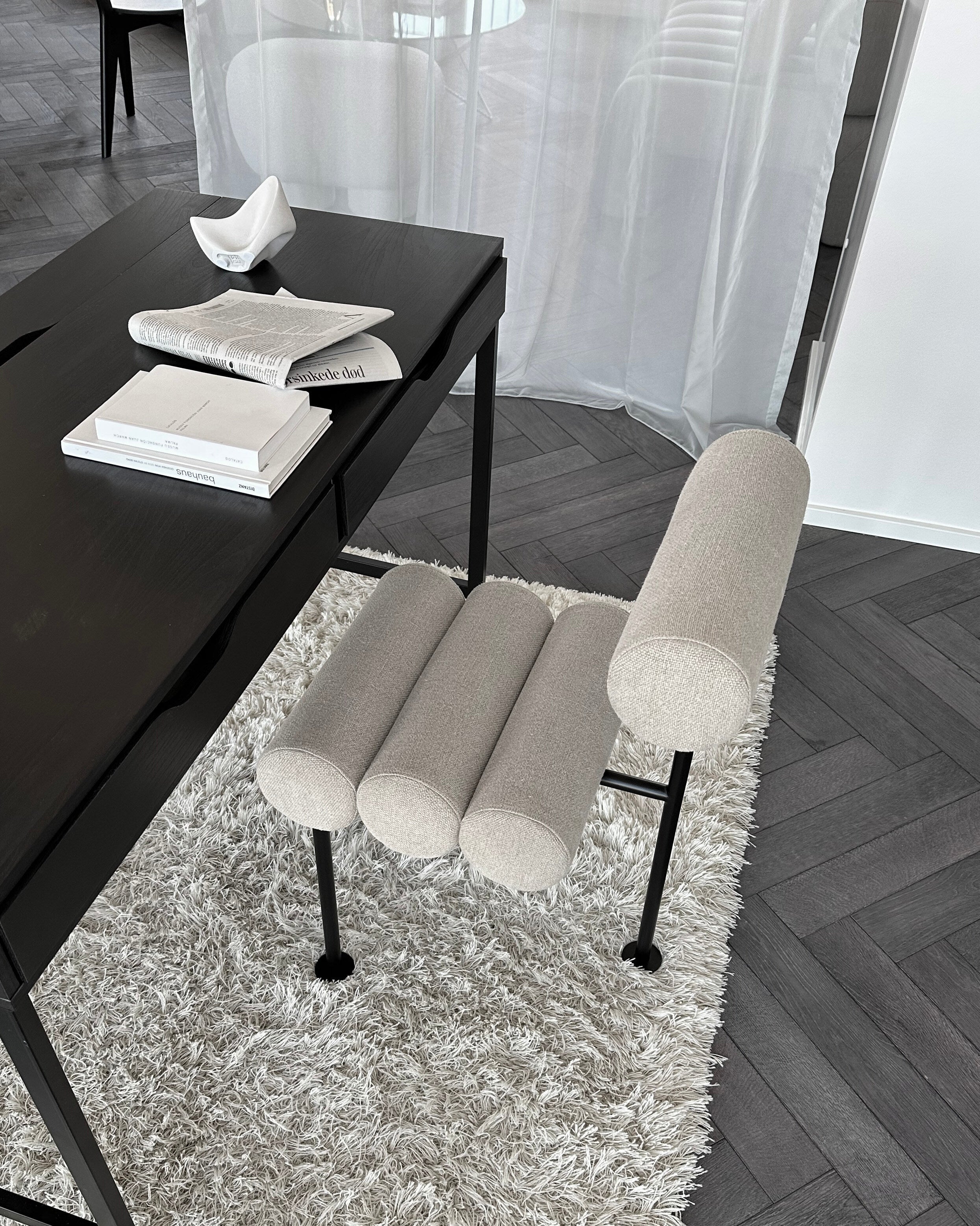 101 Copenhagen - Hiro Dining Chair, Black Frame - Sand (8047-2) - Dining Chair