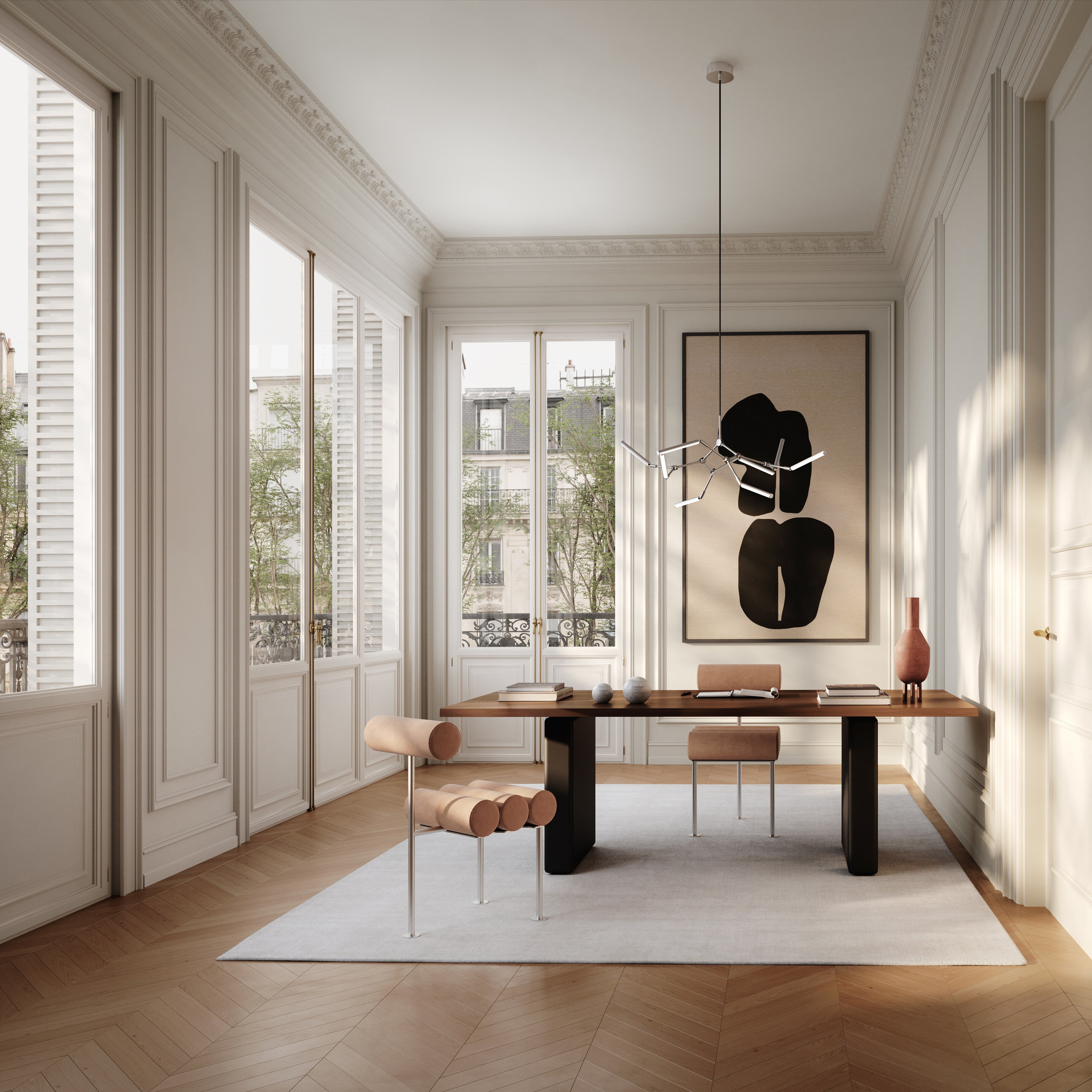 101 Copenhagen - Hiro Dining Chair, Stainless Steel - Nubuck - Dining Chair