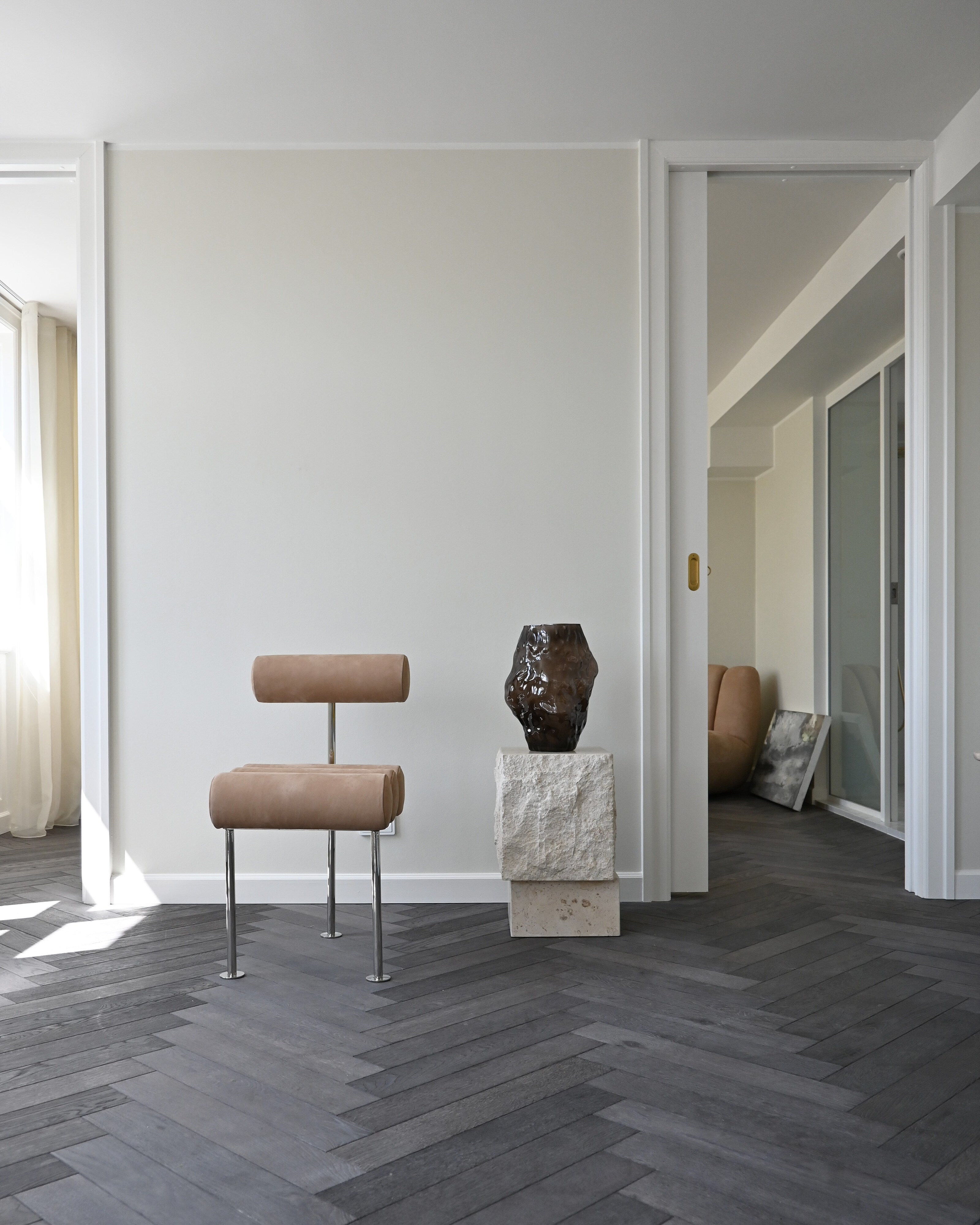 101 Copenhagen - Hiro Dining Chair, Stainless Steel - Nubuck - Dining Chair