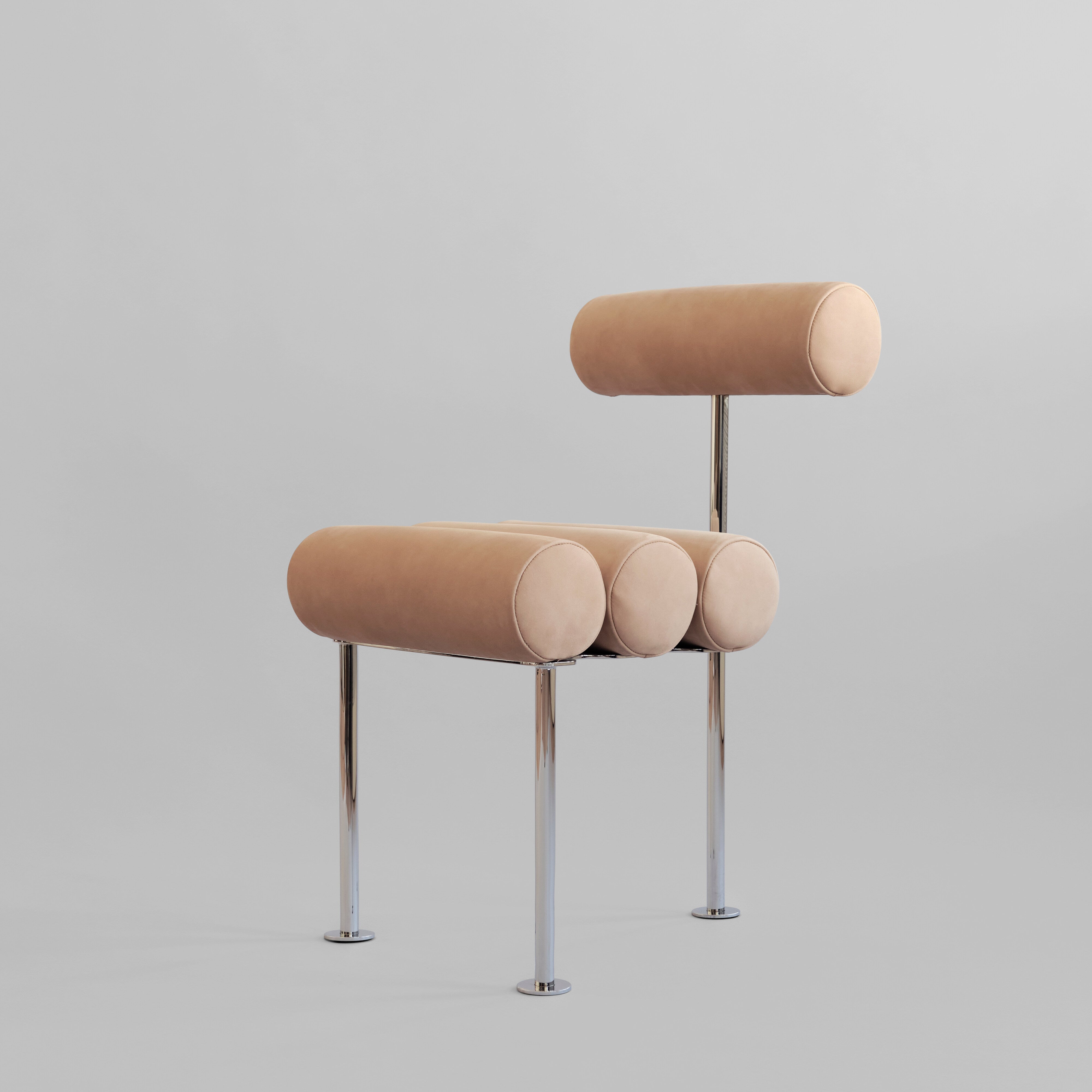 101 Copenhagen - Hiro Dining Chair, Stainless Steel - Nubuck - Dining Chair