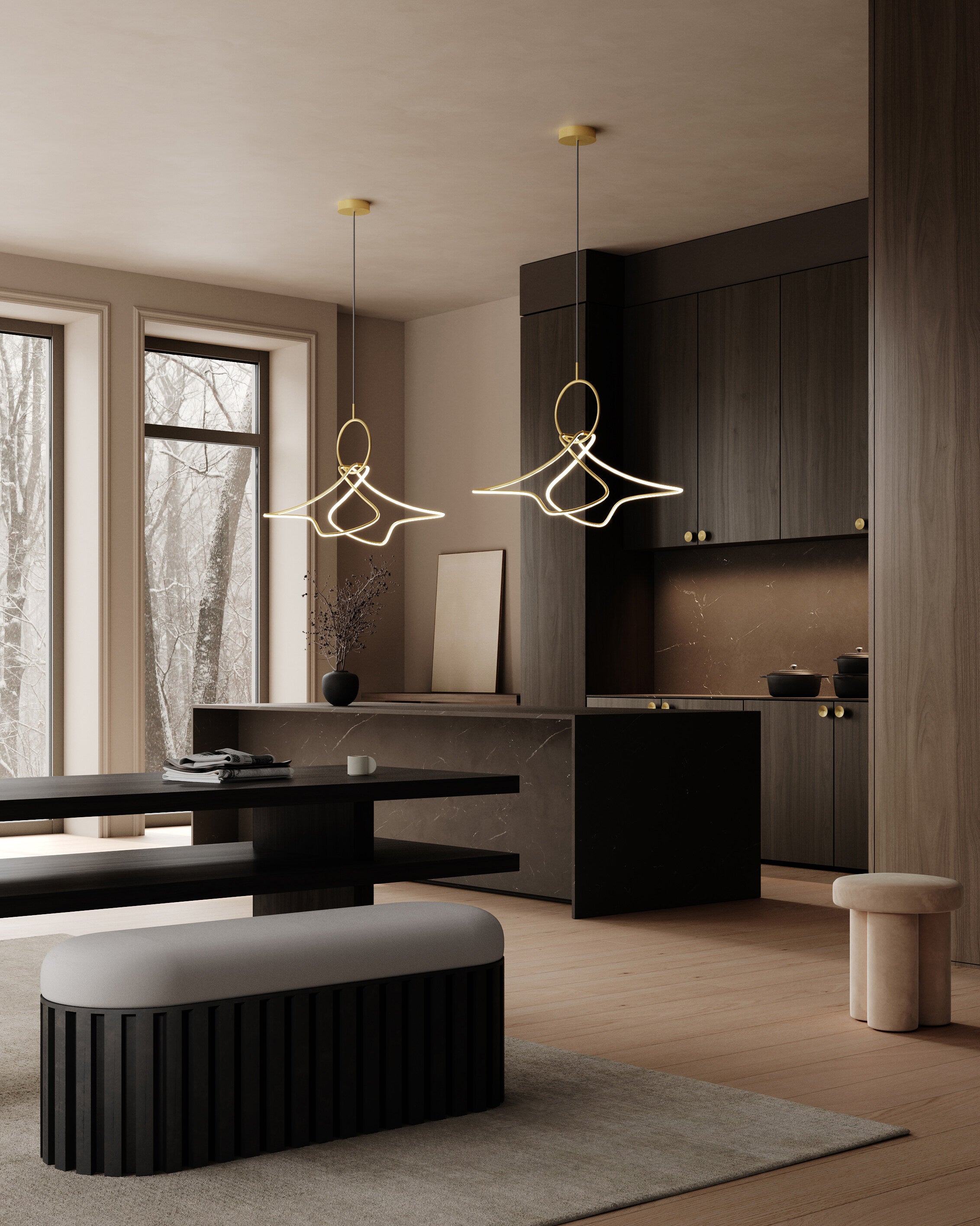 101 Copenhagen - Kumo Chandelier, Mini - Brass - Chandelier