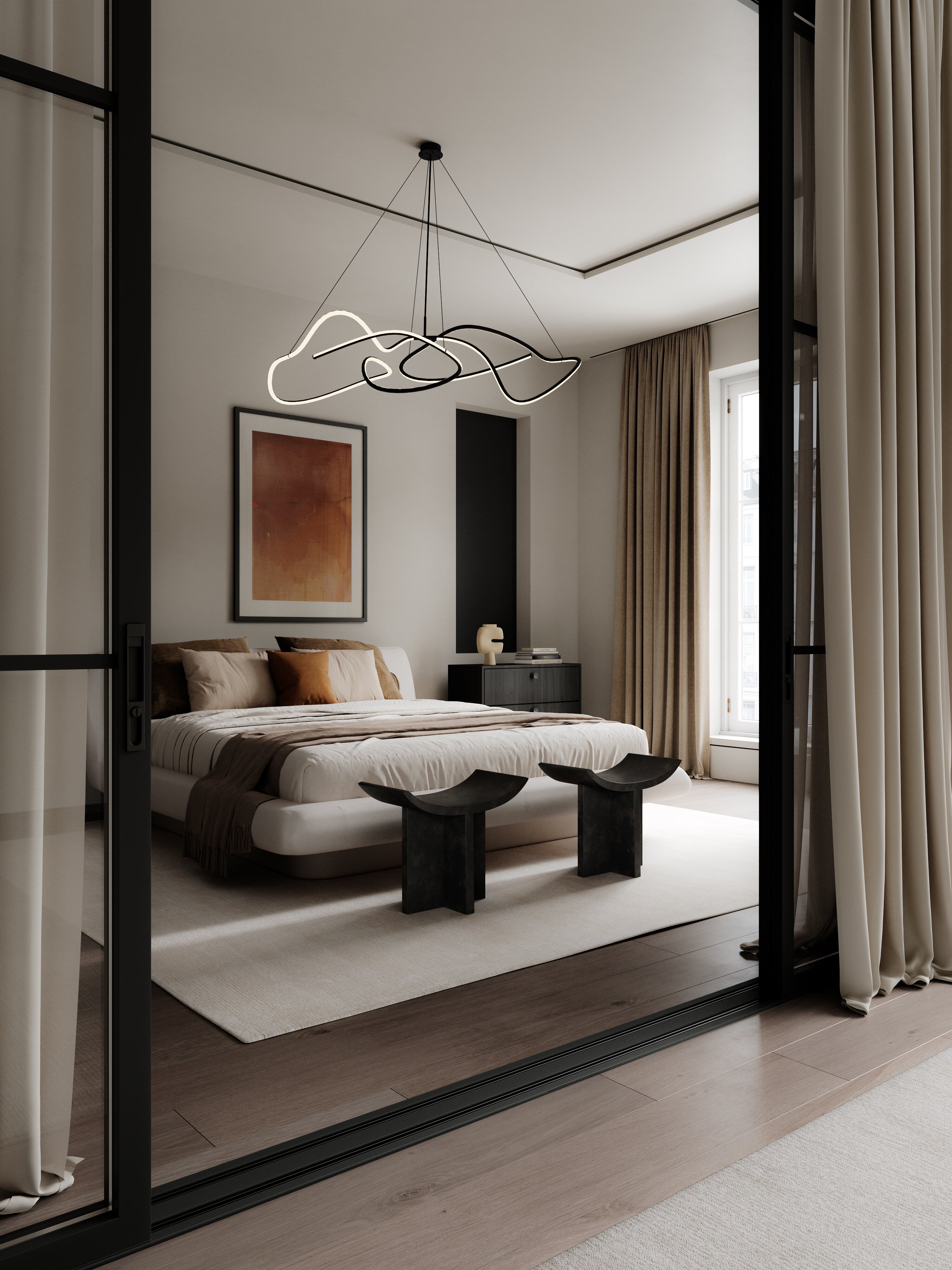 101 Copenhagen - Ghost Chandelier, Big - Burned Black (5m) - Chandelier