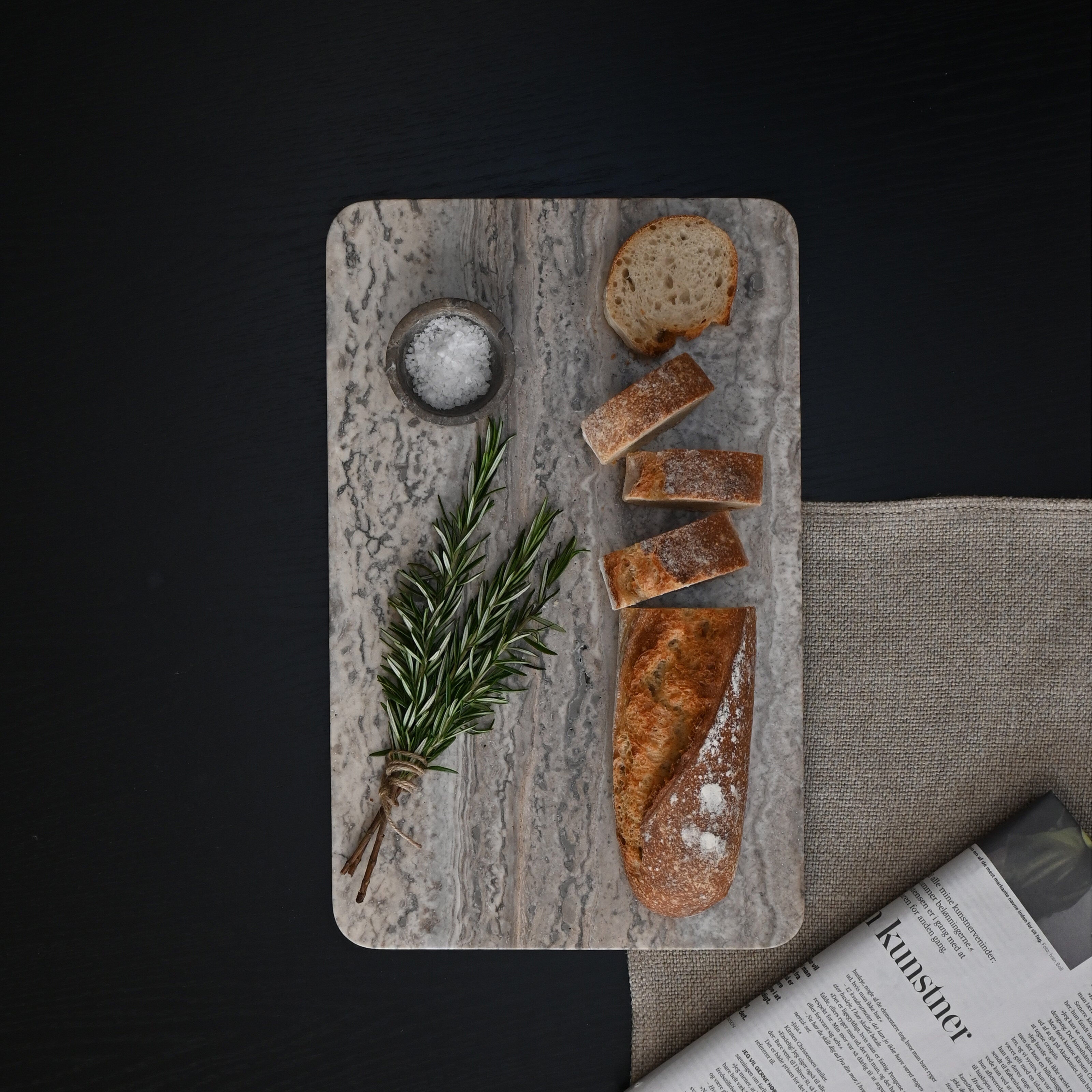 Enkei Tray Rectangular, Medio - Silver Travertine