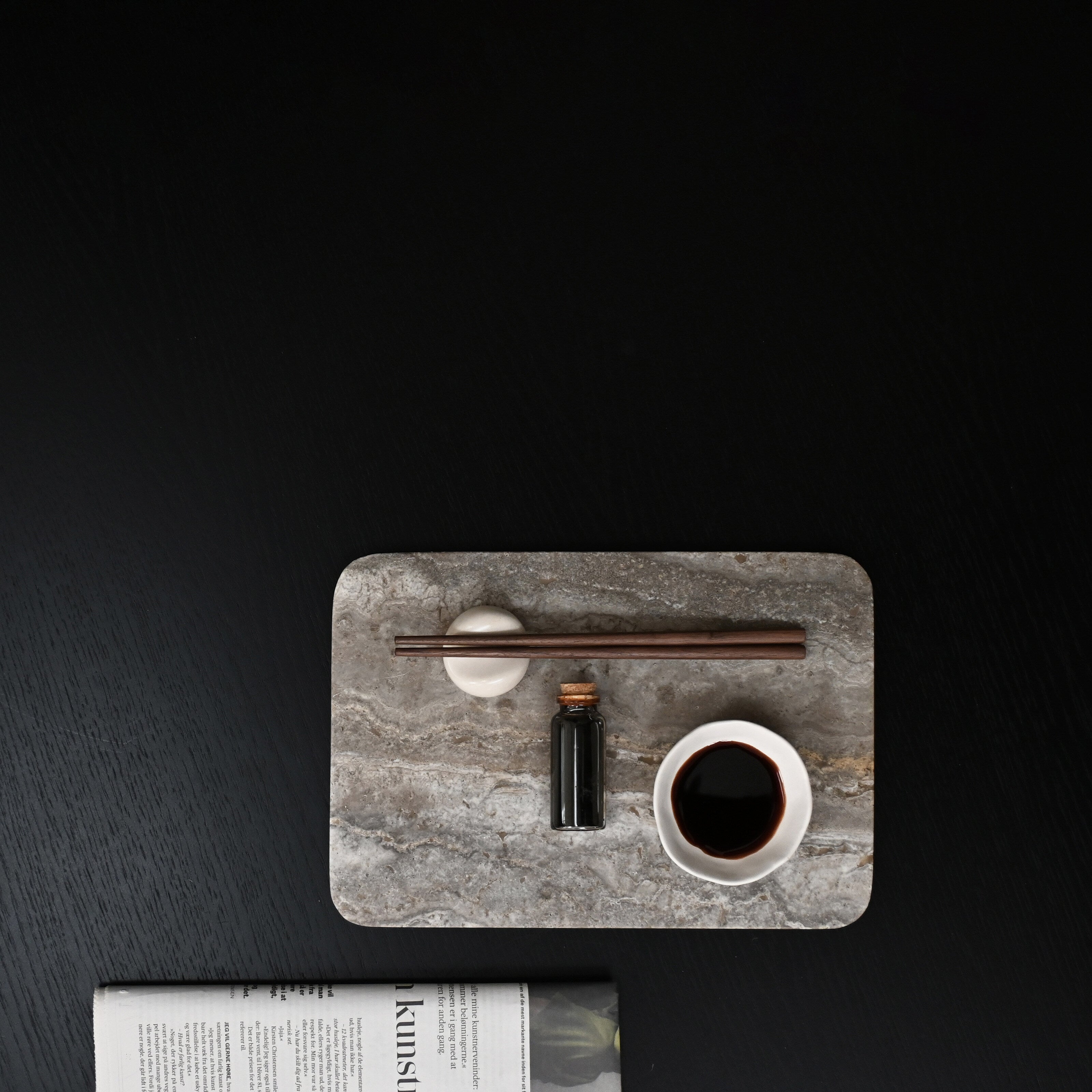 Enkei Tray Rectangular, Mini - Silver Travertine