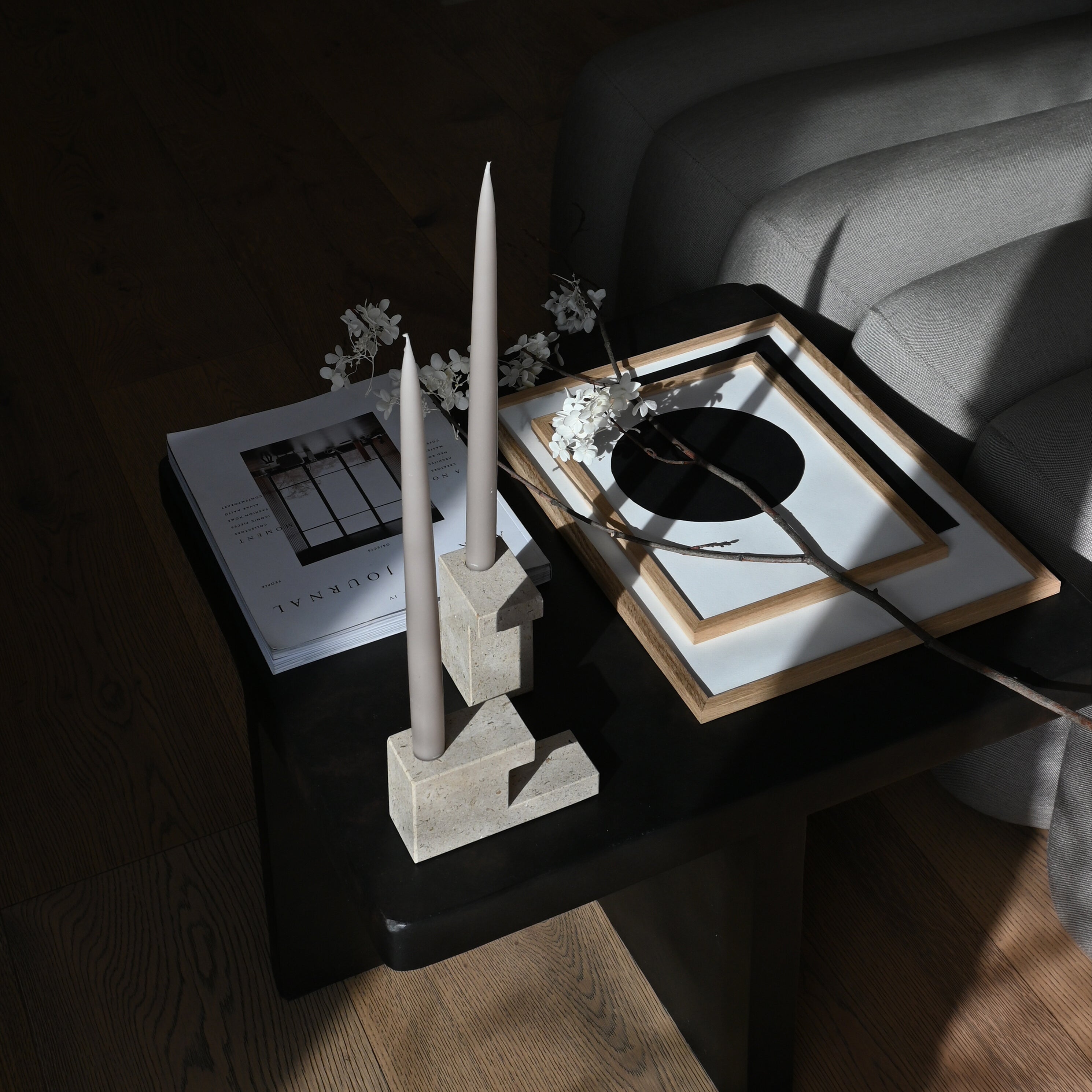 101 Copenhagen - Brick Candle Holder, Tall - Limestone - Candle Holder