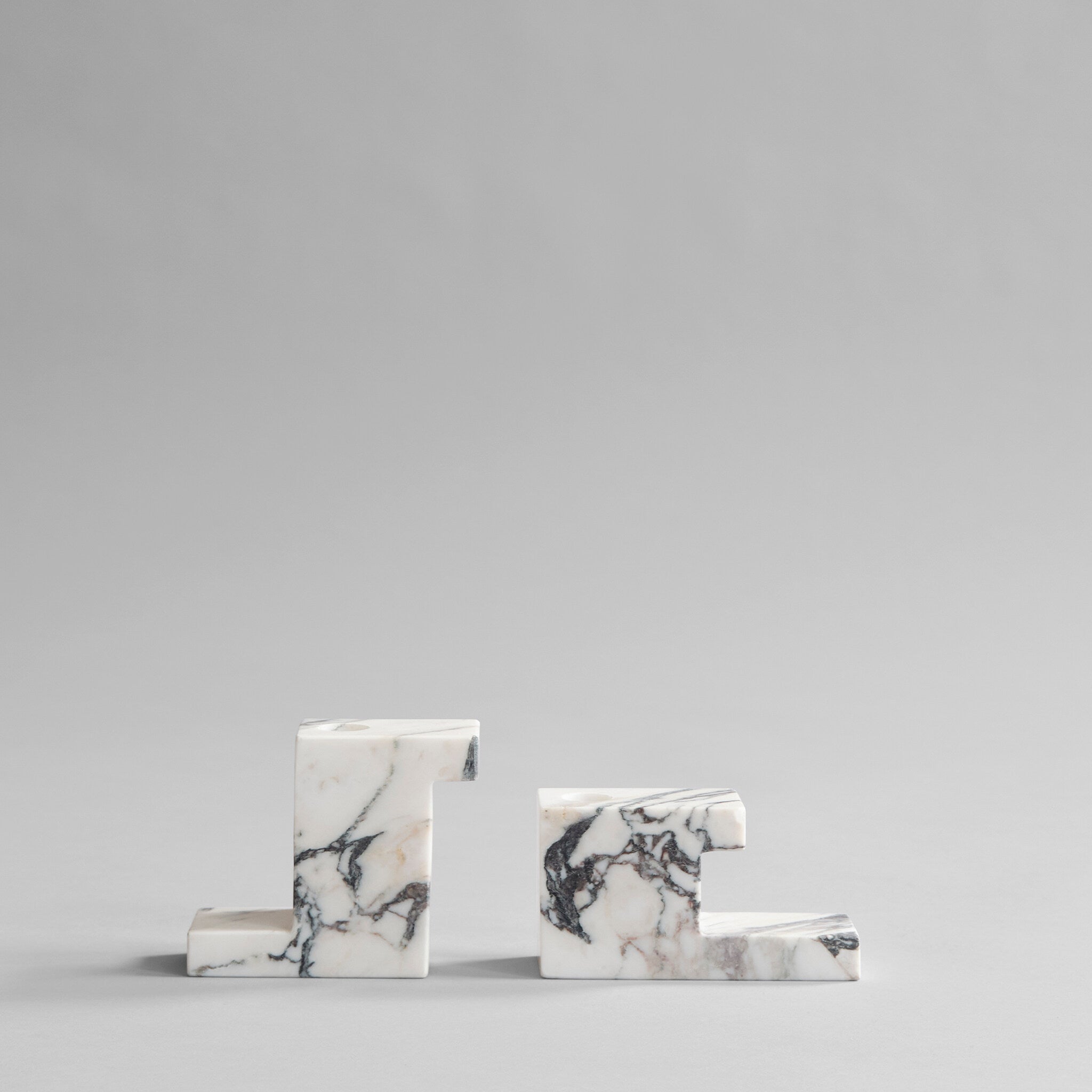 101 Copenhagen - Brick Candle Holder, Low - Calacatta - Candle Holder