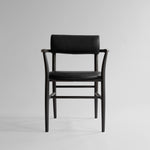 101 Copenhagen - Nama Dining Chair, Armrest Coffee Black  - Aniline Leather - Dining Chair