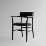 101 Copenhagen - Nama Dining Chair, Armrest Coffee Black  - Aniline Leather - Dining Chair