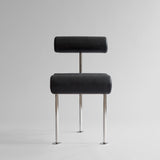 101 Copenhagen - Hiro Dining Chair, Stainless Steel - Aniline Leather Black - Dining Chair