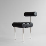 101 Copenhagen - Hiro Dining Chair, Stainless Steel - Aniline Leather Black - Dining Chair