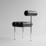 101 Copenhagen - Hiro Dining Chair, Stainless Steel - Aniline Leather Black - Dining Chair