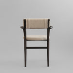 101 Copenhagen - Nama Dining Chair, Armrest - Coffee Black, Linen - Dining Chair