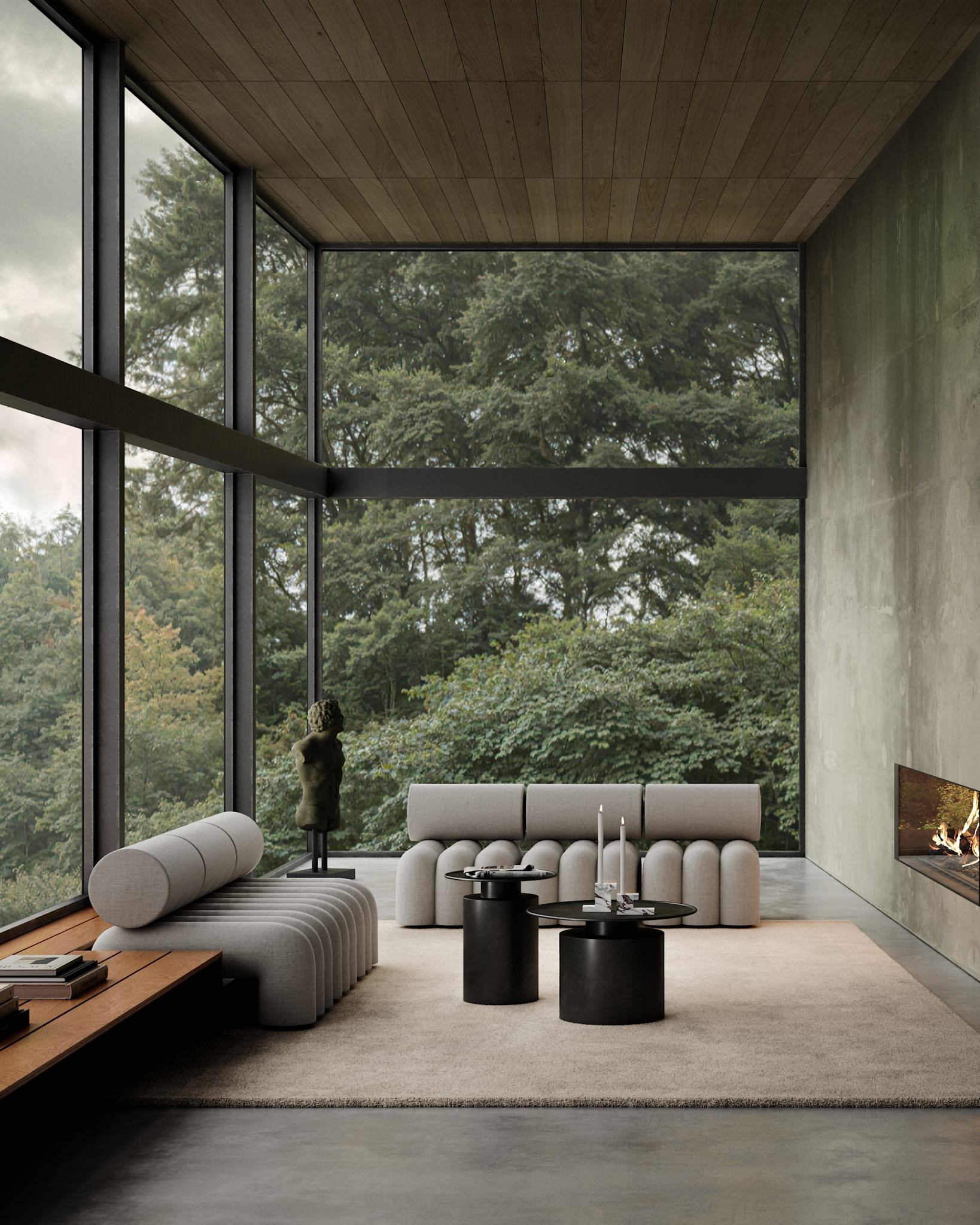 101 Copenhagen - Pillar Table, Tall - Burned Black - Coffee or Side Table