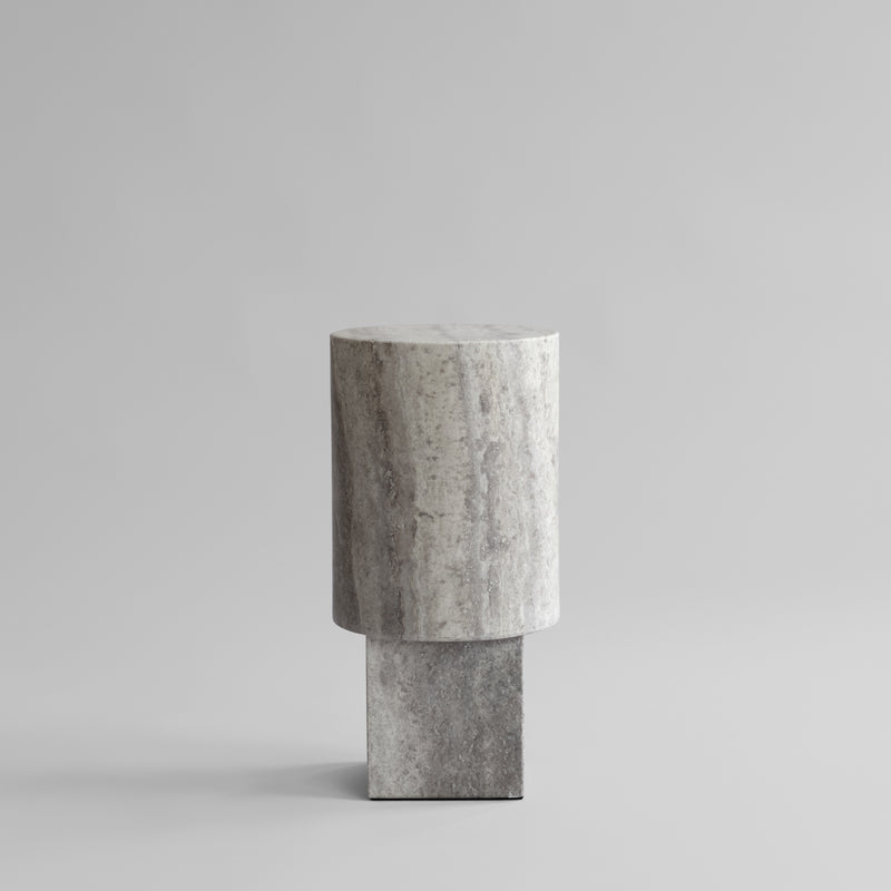 Column Table - Silver Travertine