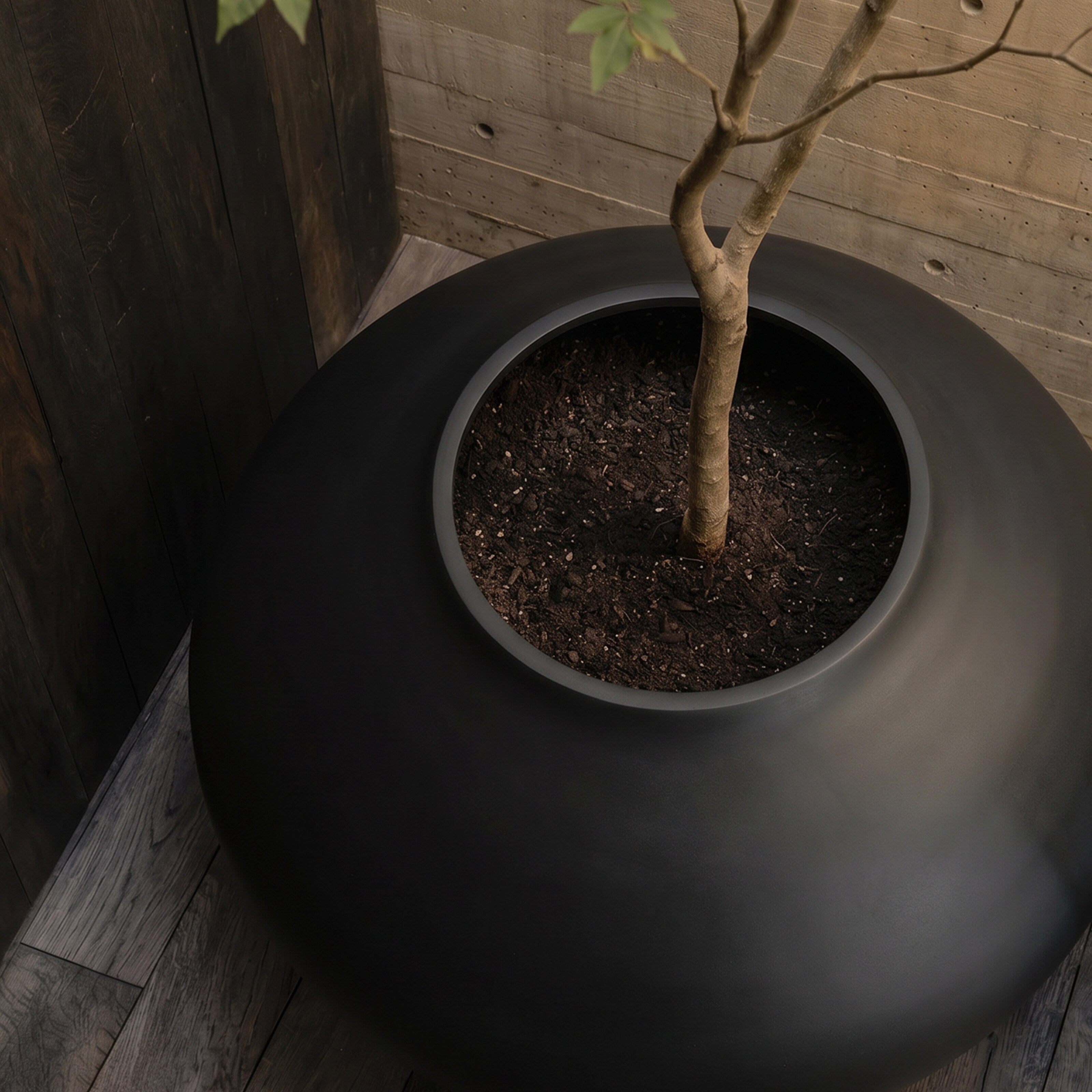 Sunao Plant Pot Ellipse, Giant - Black