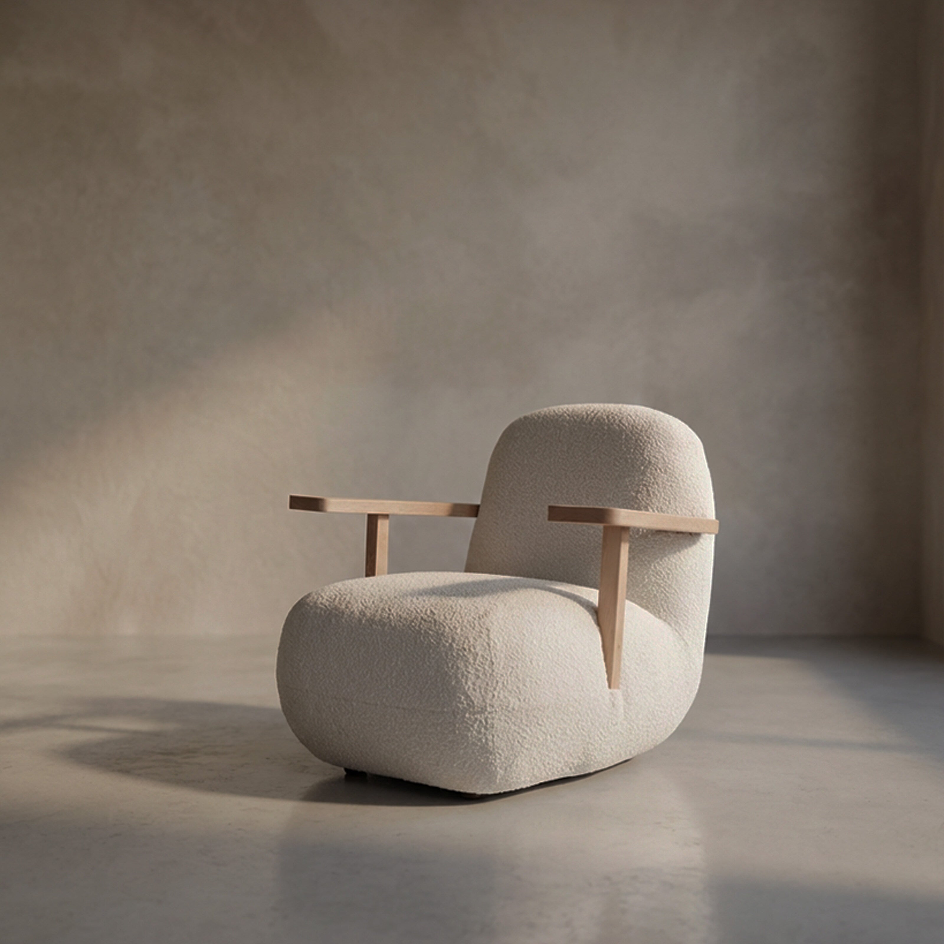 Toe Chair Armrest - Natural Oak / Off White