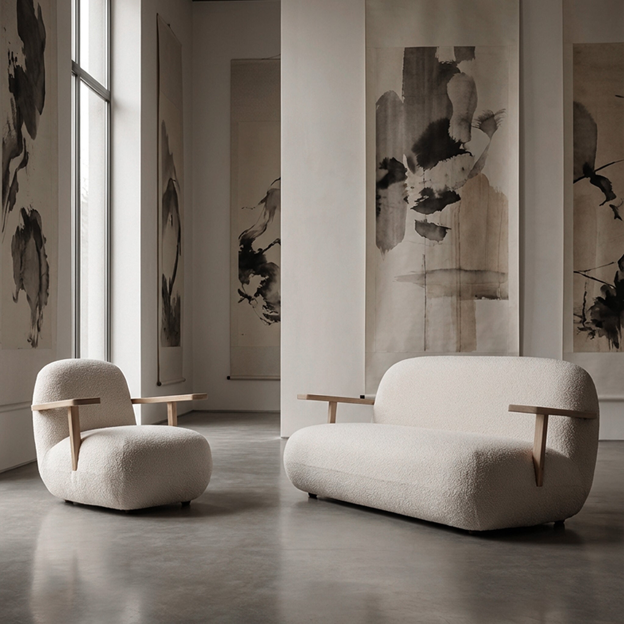Toe Sofa - Natural Oak / Off White