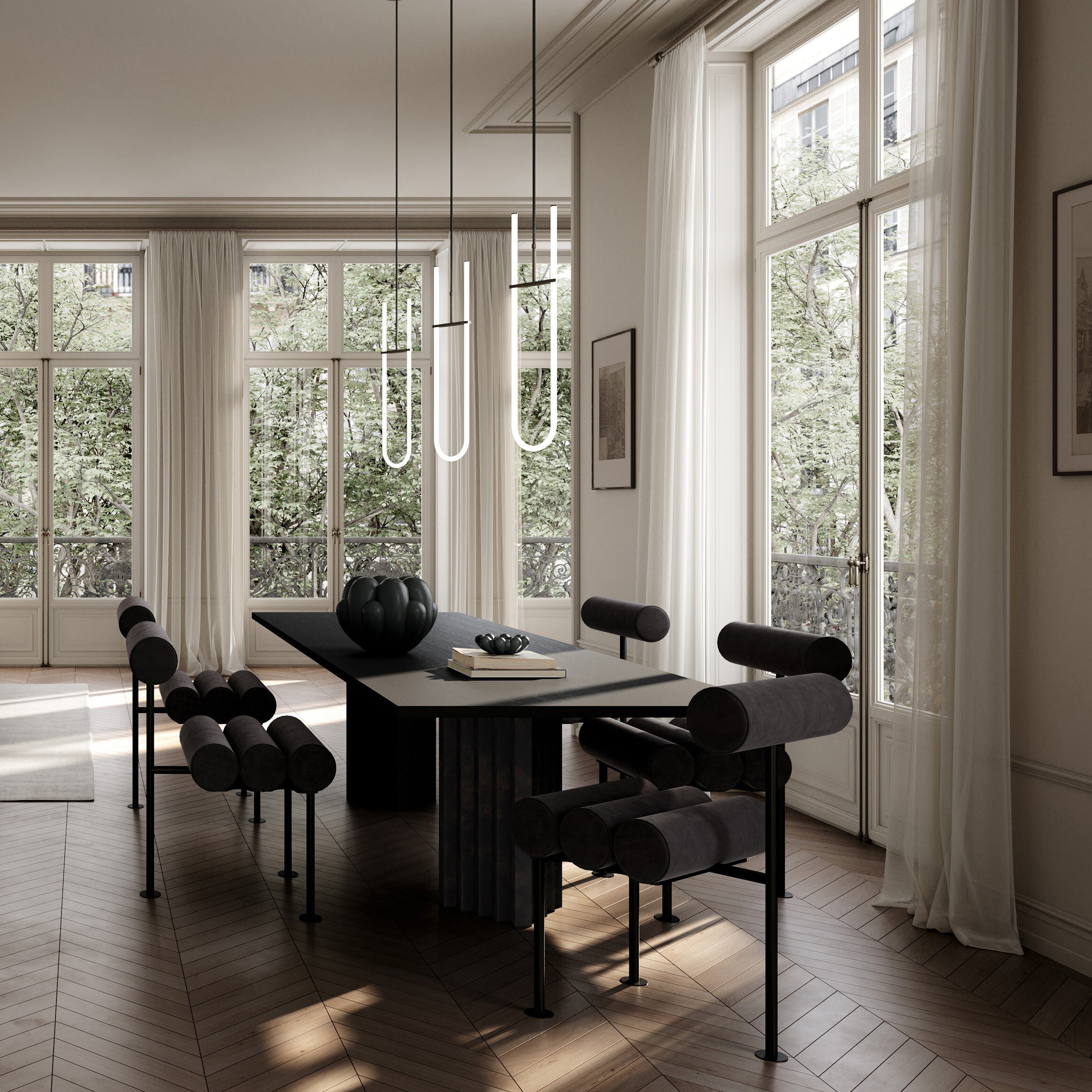 Hiro  Dining Chair, Black Frame - Peat