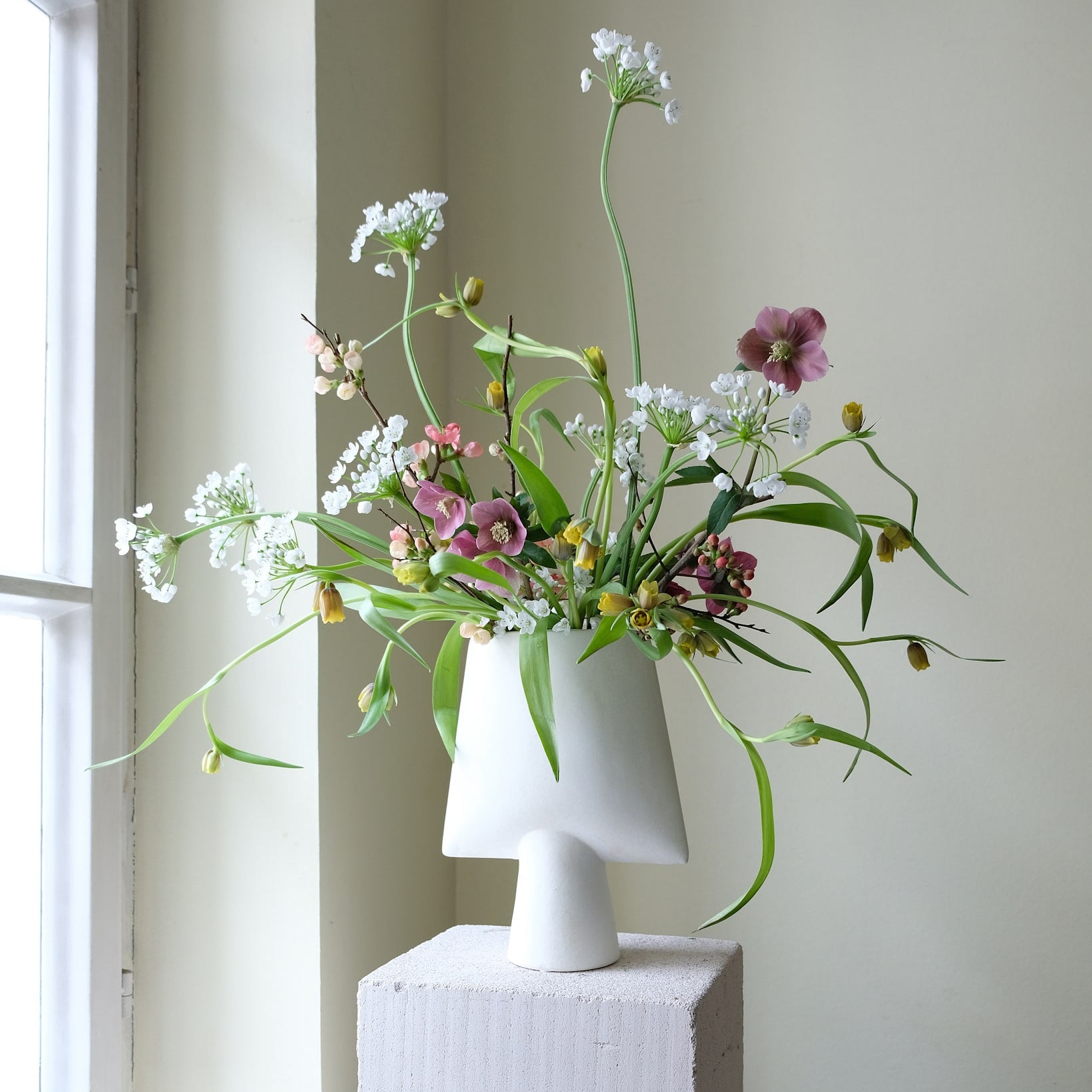 Sphere Vase Square, Mini - Bone White